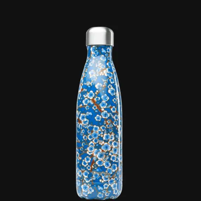 Autour Du Thé | Compagnie & Co Bouteille Isotherme Qwetch Inox Flowers Bleue